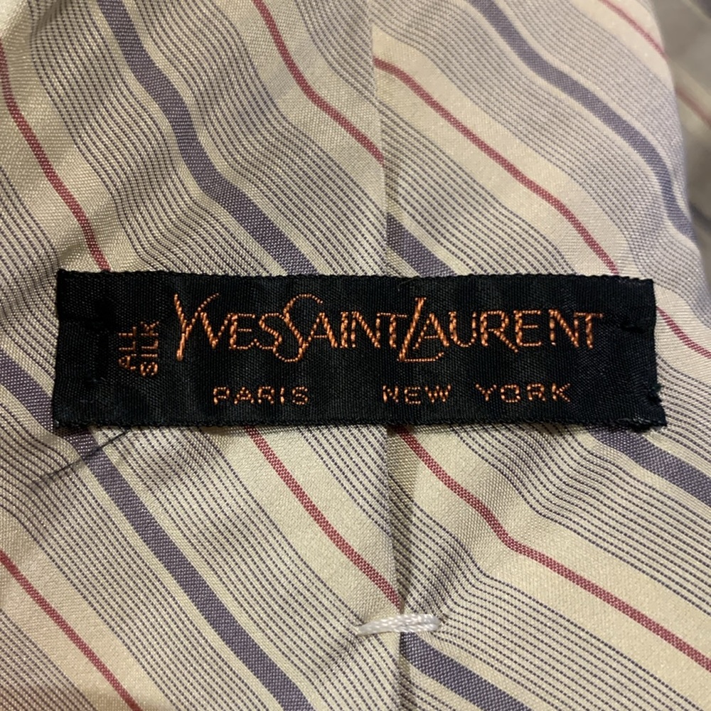 80’s YSL YVES ST LAURENT 100% SILK STRIPED DIAGONAL NECKTIE - Picture 5 of 11